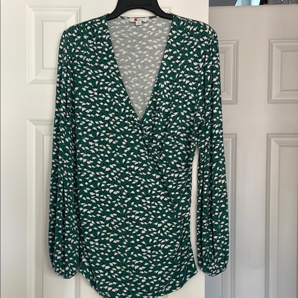 Green Faux Wrap Top